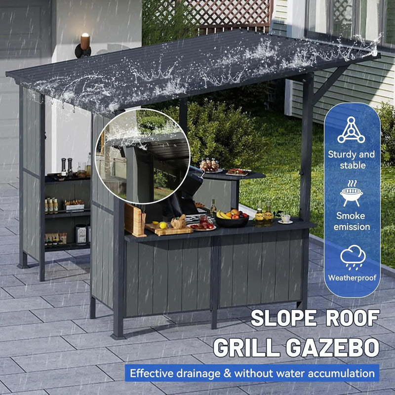 9X10FT Hardtop Grill Gazebo with Storage Shelves and Expansion Platform by HouseOfZazla