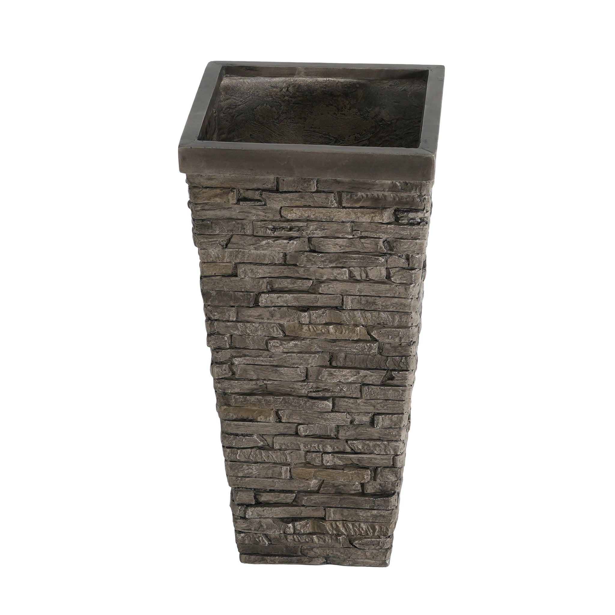 Tall Stone-Effect Square Planter by HouseOfZazla