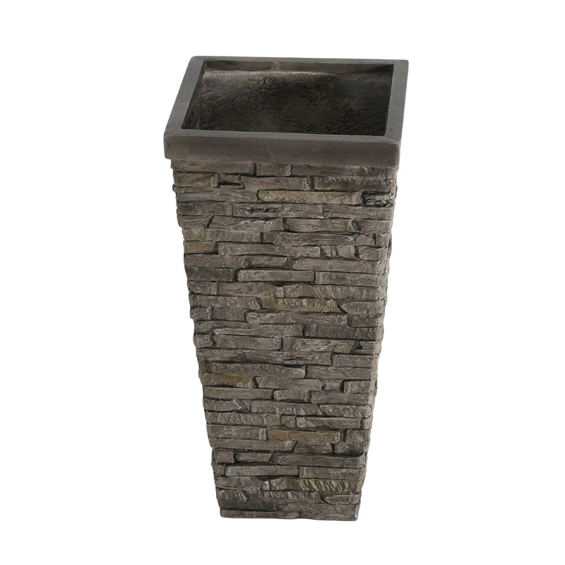 Tall Stone-Effect Square Planter by HouseOfZazla
