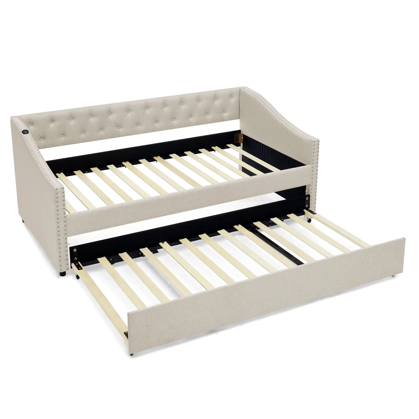 Upholstered Daybed With USB Charging & Pull Out Bed by HouseOfZazla