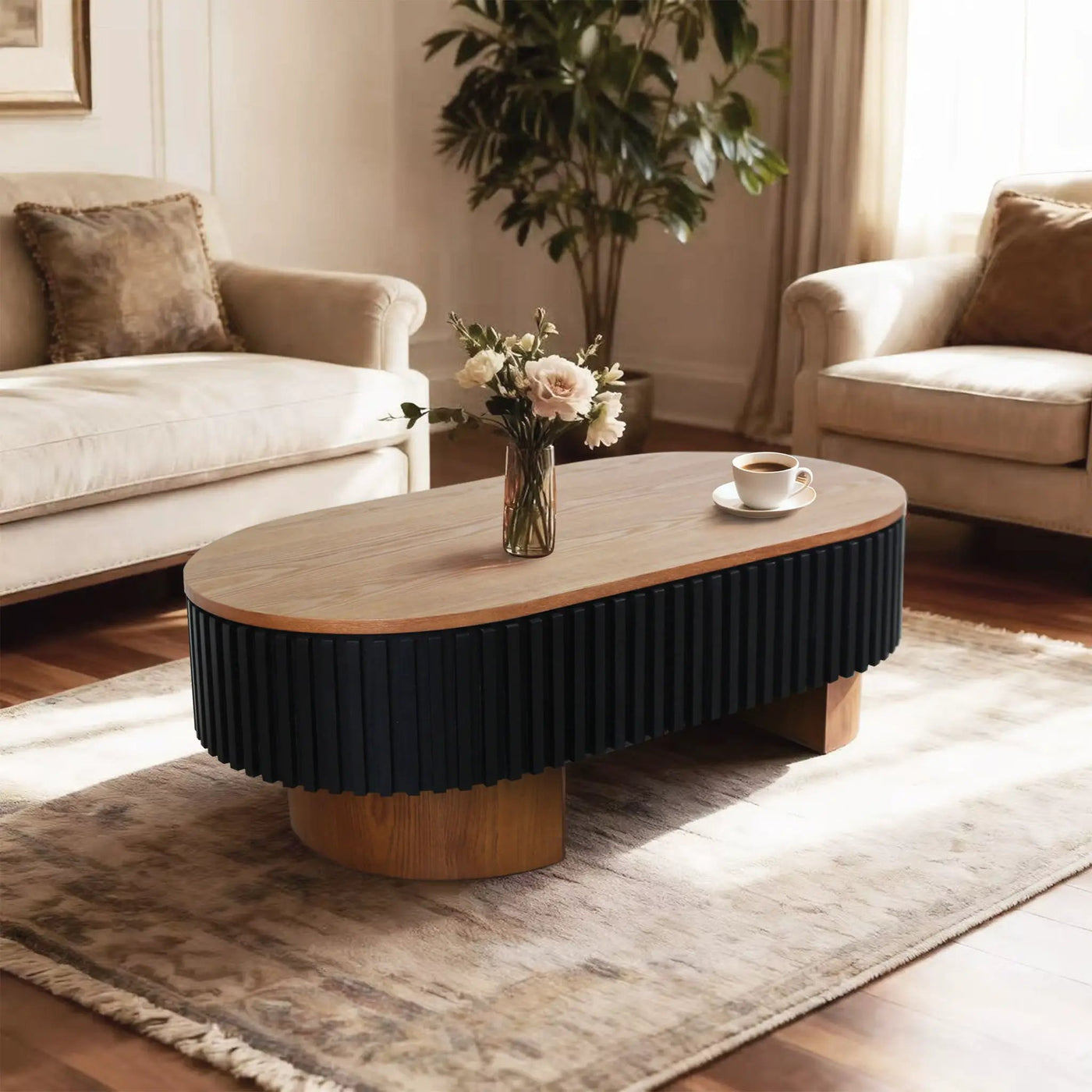 Elliptical Living Room Coffee Table With Hidden Storage And Removable Tabletop by HouseOfZazla