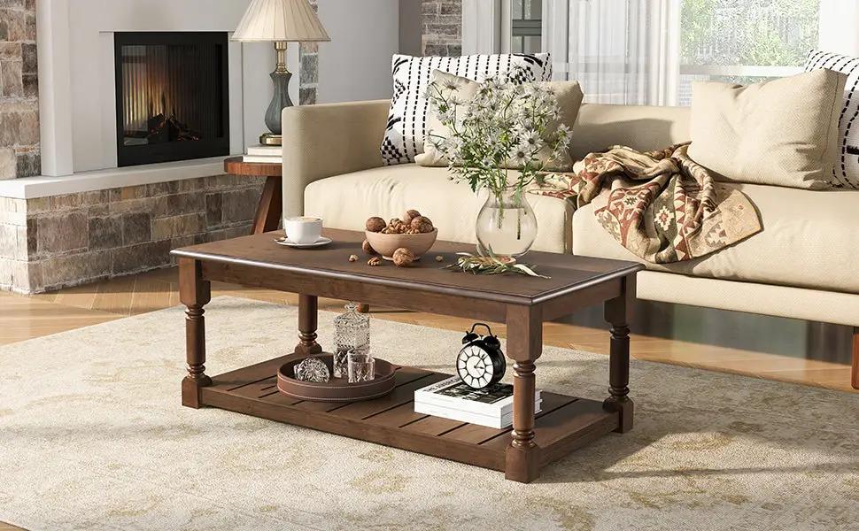 Vibe Haus Farmhouse Wooden Coffee Table by HouseOfZazla