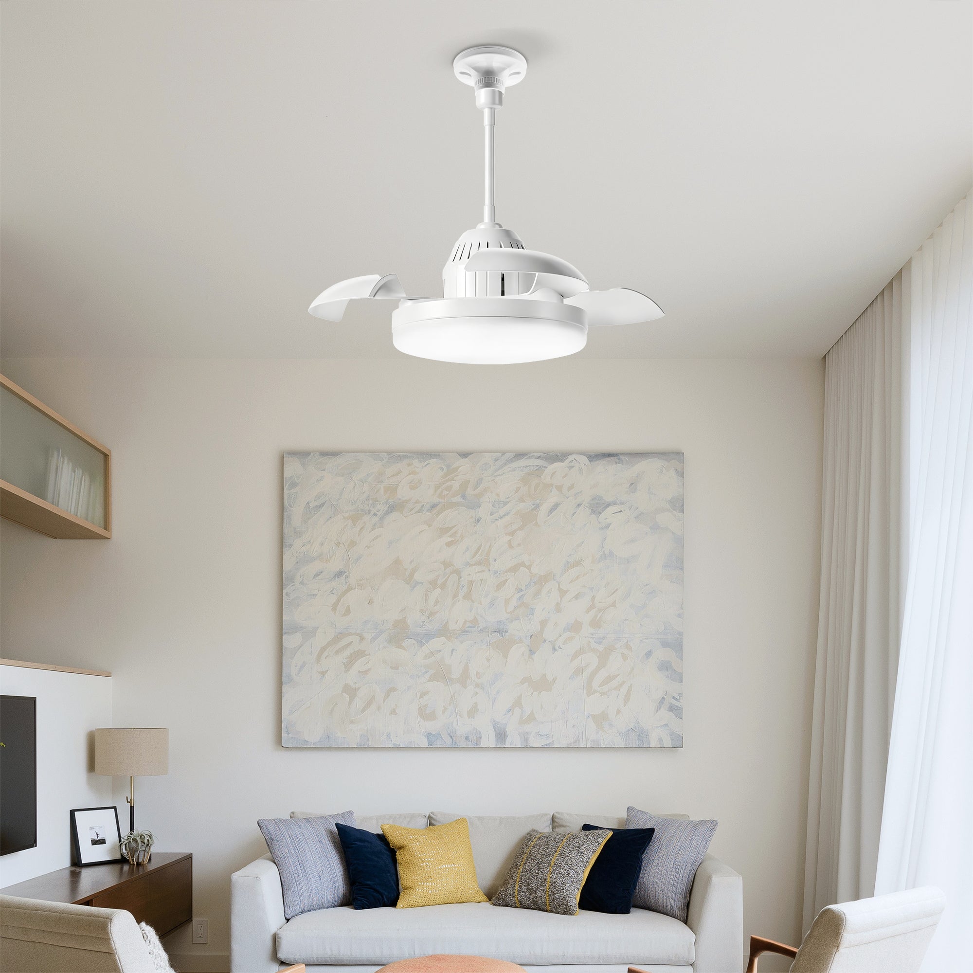 Bulb-Type Small Ceiling Fan with Retractable Blades and Remote Control by HouseOfZazla