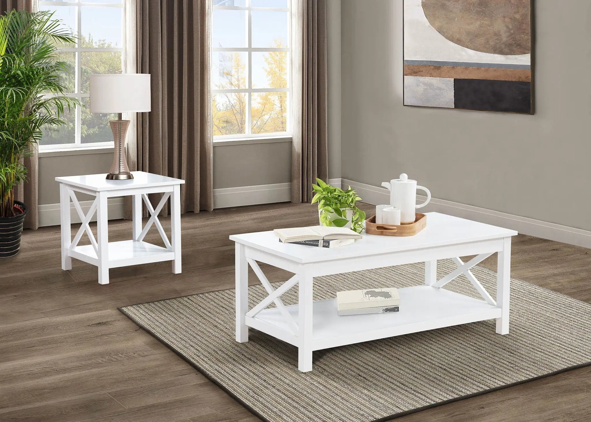 Skyview 2-piece Rectangular Lift Top Coffee Table Set White by Unique Piece Furniture