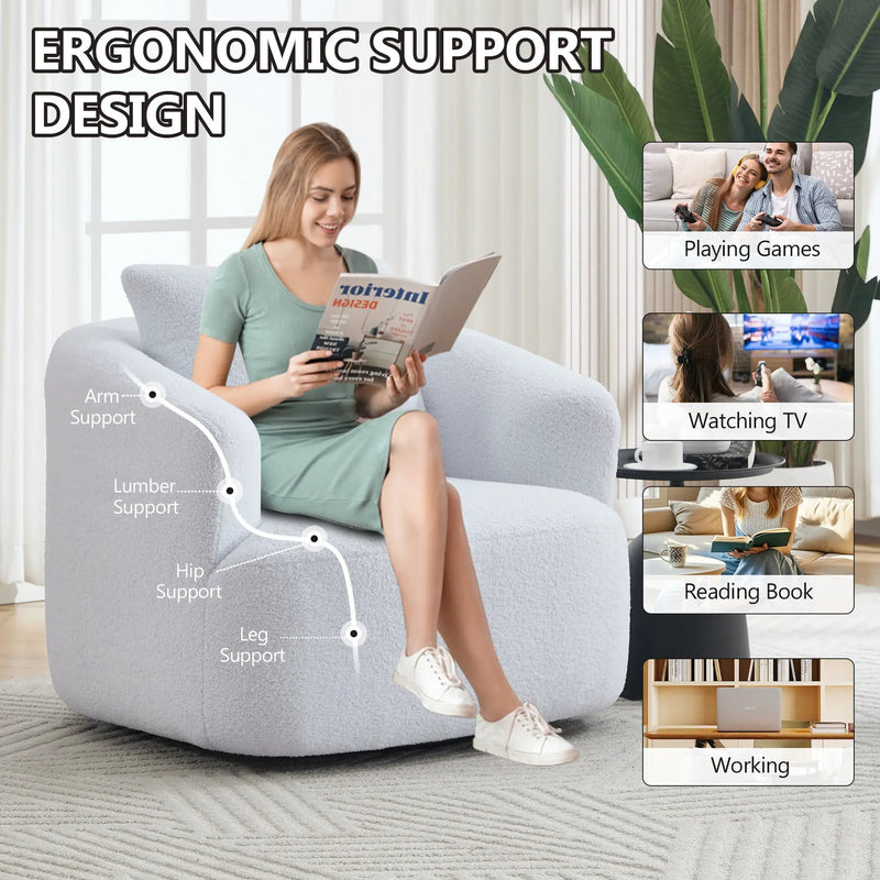 360° Swivel Round Upholstered Comfy Chair by HouseOfZazla