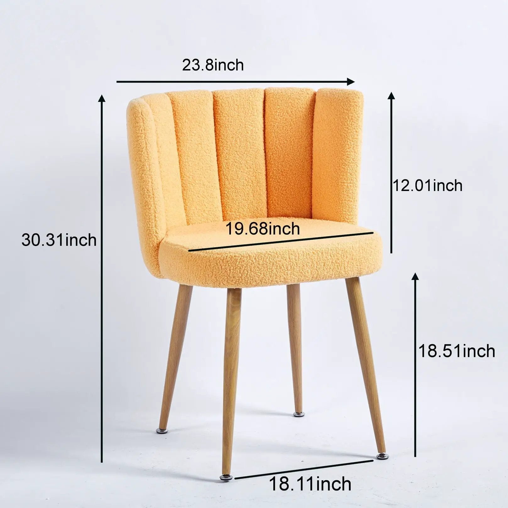 Modern Dining Chair (Set of 2) With Iron Tube Wood Color Legs, Shorthair Cushions And Comfortable Backrest, Suitable For Dining Room, Living Room, Cafe, Simple Structure by HouseOfZazla