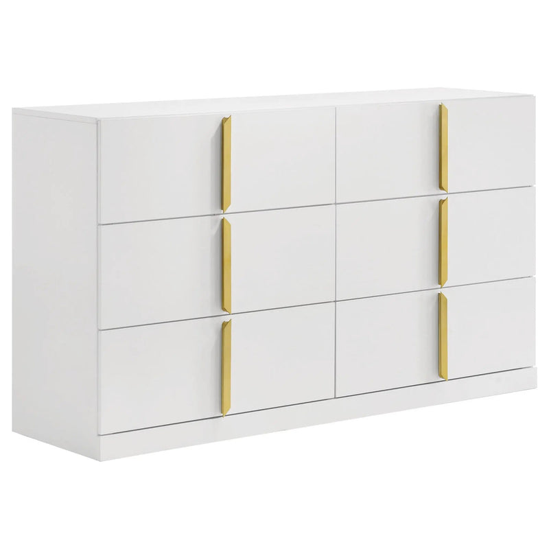 Ines 4-piece Eastern King Bedroom Set Grey and White High Gloss by Unique Piece Furniture