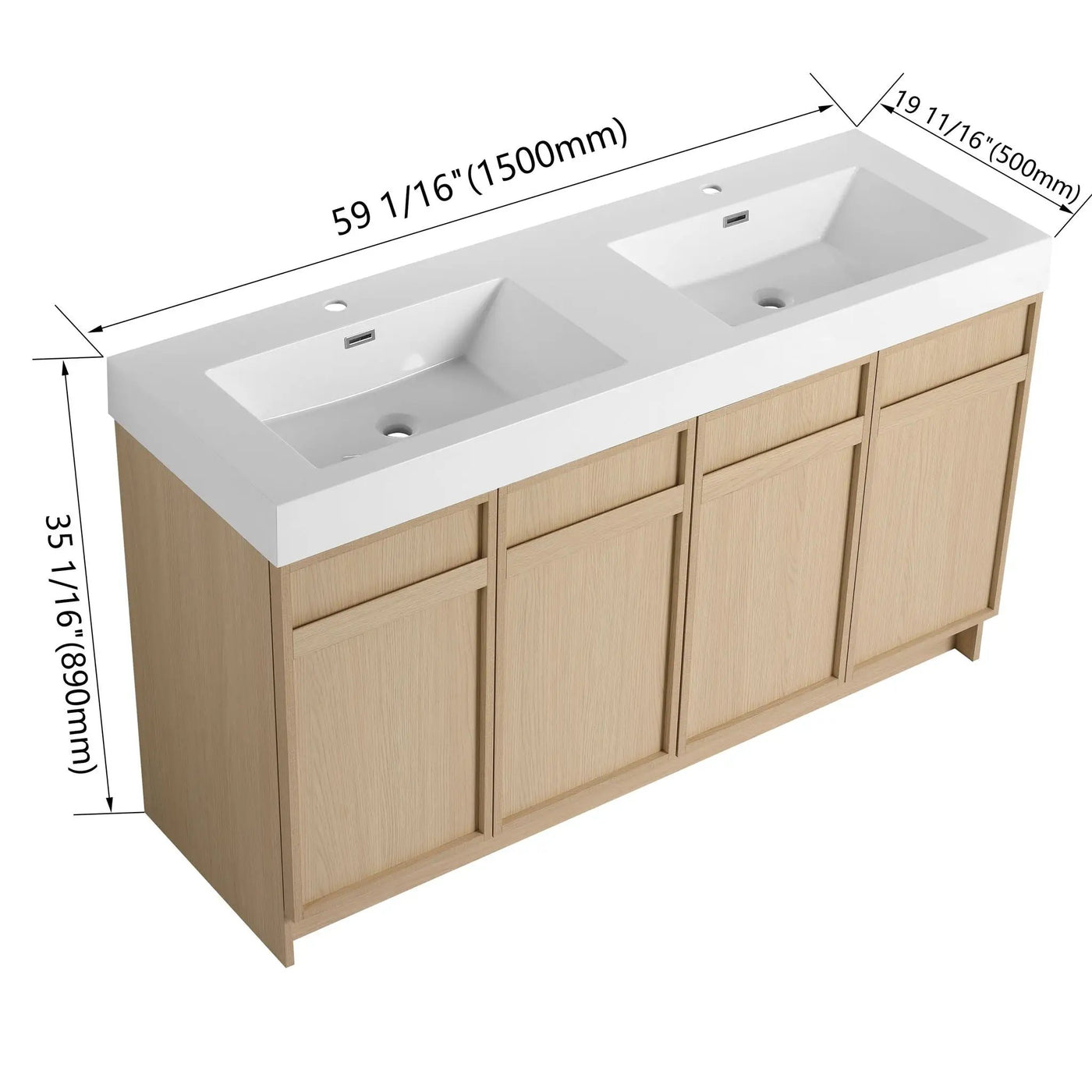 Freestanding Bathroom Vanity With Resin Sink & Soft Close Cabinet Doors by HouseOfZazla