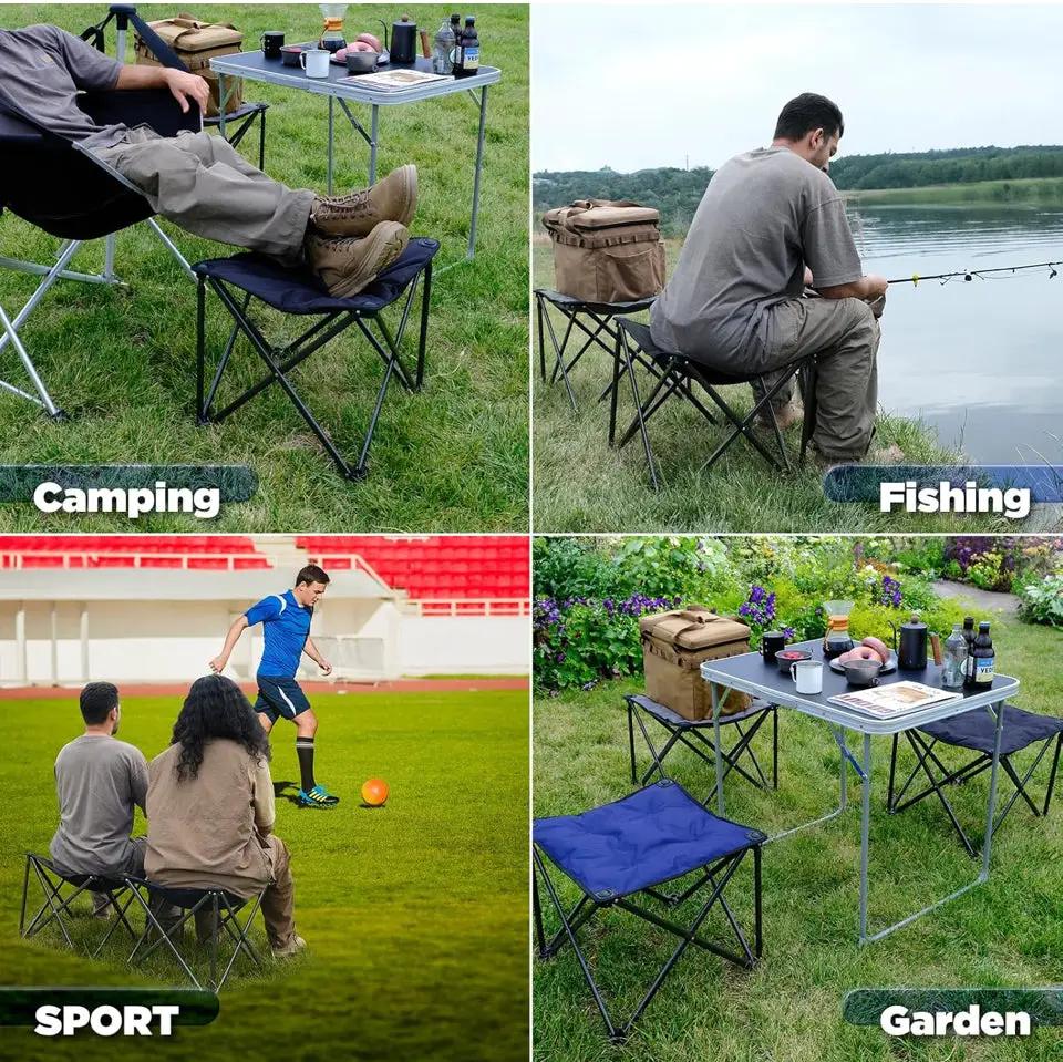 Open Box FUNDANGO Folding Camping Stool, 2 Pack 18.1 Inch Oversized Foot Stools 330 Lbs Heavy Duty Portable Padded Seat Anti-Slip Foots & Carry Bag fo by Selzalot