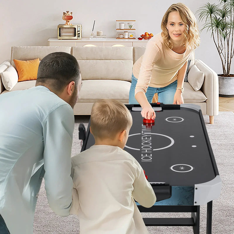 56 Inch Air Hockey Table with Powerful 12V Motor and LED Digital Scoreboard-Black by DirectDeals