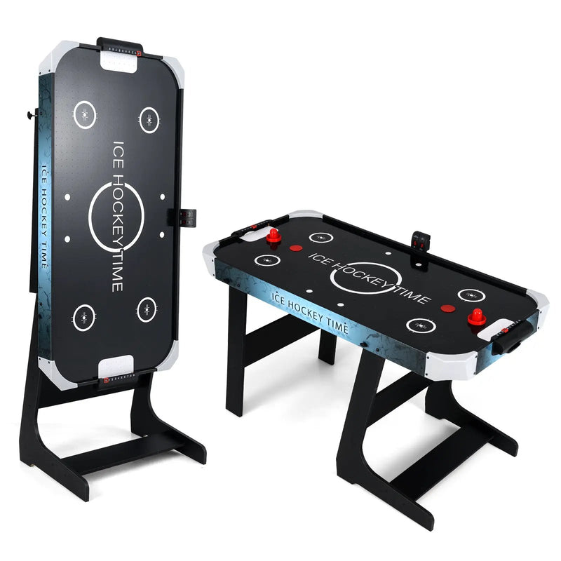 56 Inch Air Hockey Table with Powerful 12V Motor and LED Digital Scoreboard-Black by DirectDeals