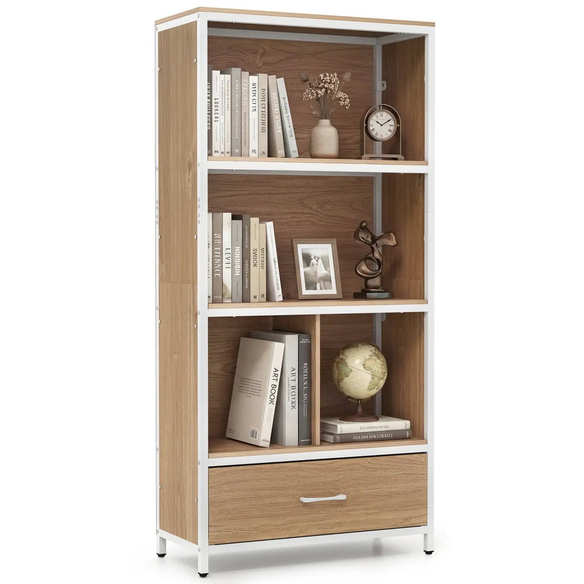 56" Tall Freestanding Bookcase with Drawer 5 Tier by DirectDeals