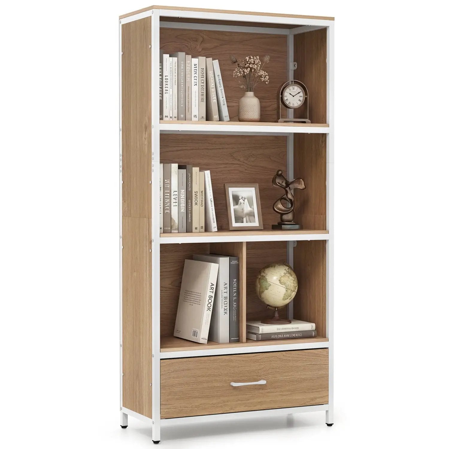 56" Tall Freestanding Bookcase with Drawer 5 Tier by DirectDeals