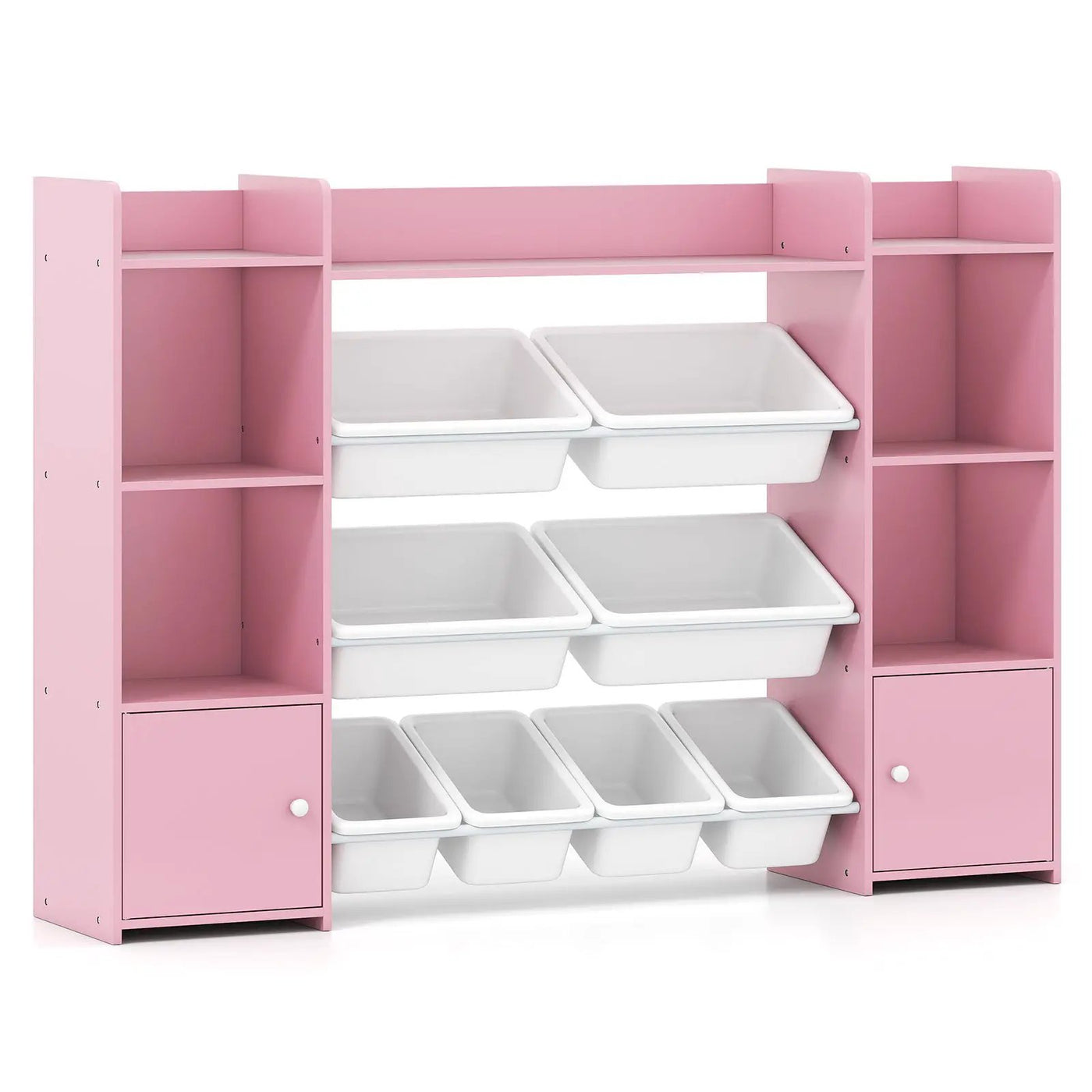 56 inch Large Toy Storage Organizer with 8 Removable Bins and Bookshelf by DirectDeals