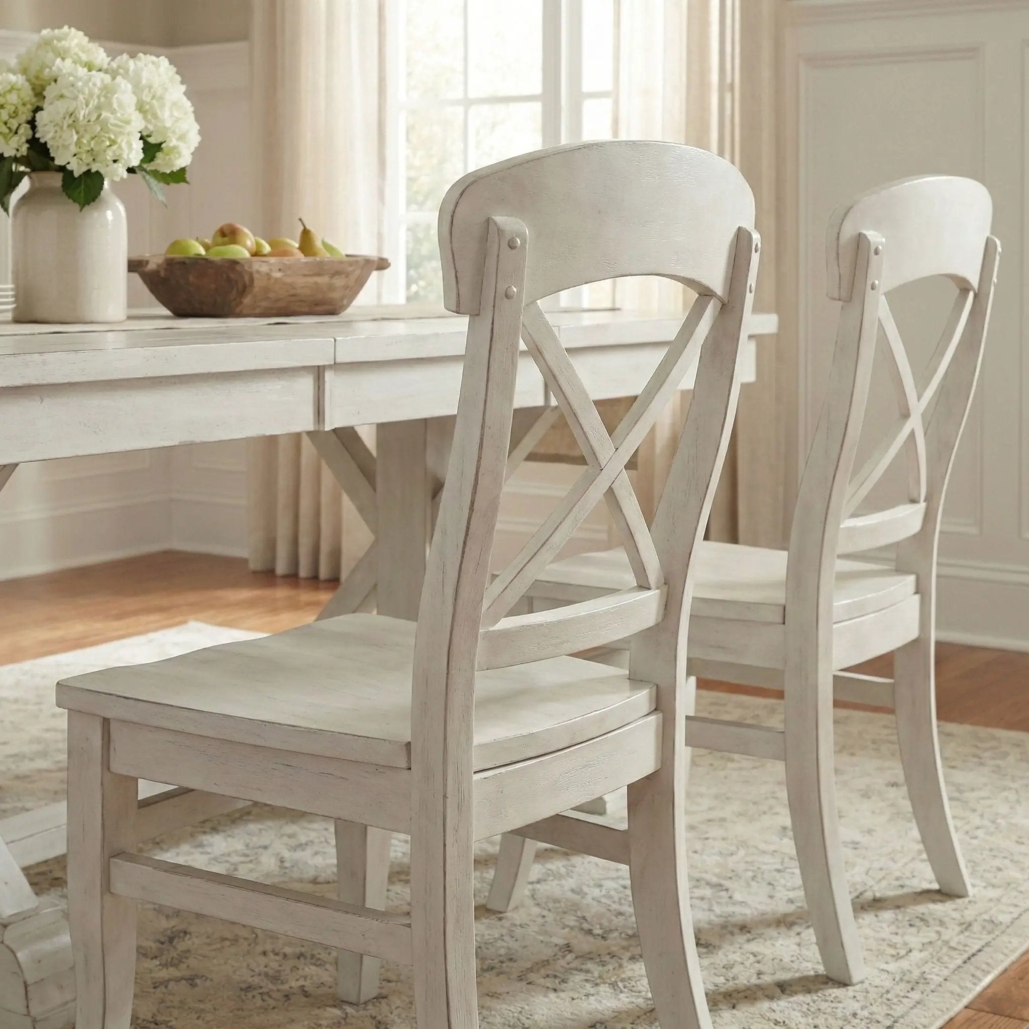 Harola - Cross-Back Dining Side Chairs In (Set of 2) - Smoky White by Unique Piece Furniture