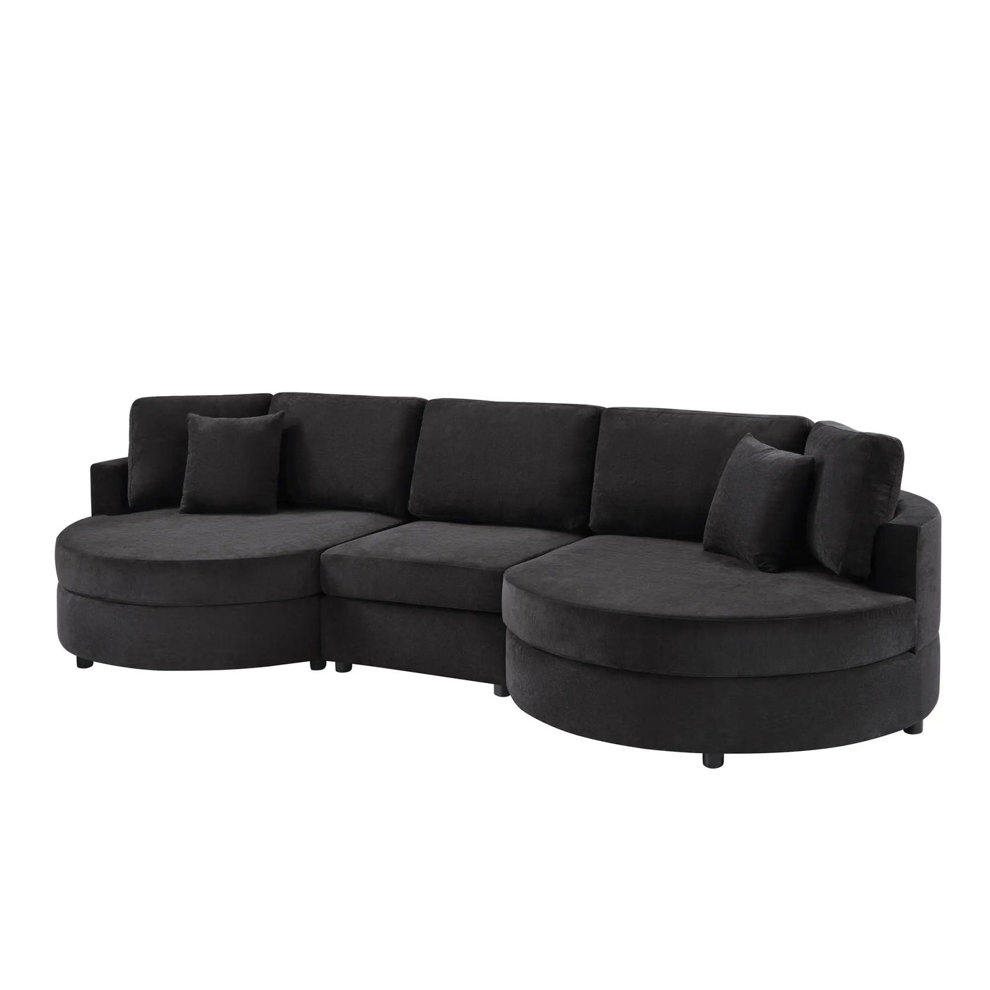 Modern 3 Seater Upholstered Sofa With Curved Design by HouseOfZazla