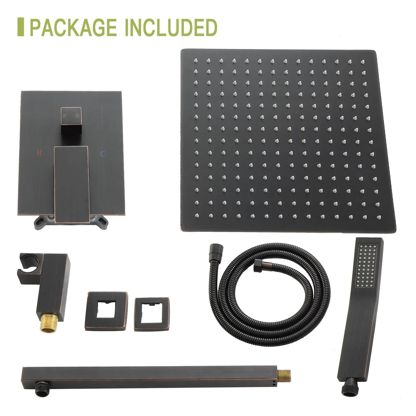 Dual Shower Head 10" Wall Mounted Square Shower System by HouseOfZazla