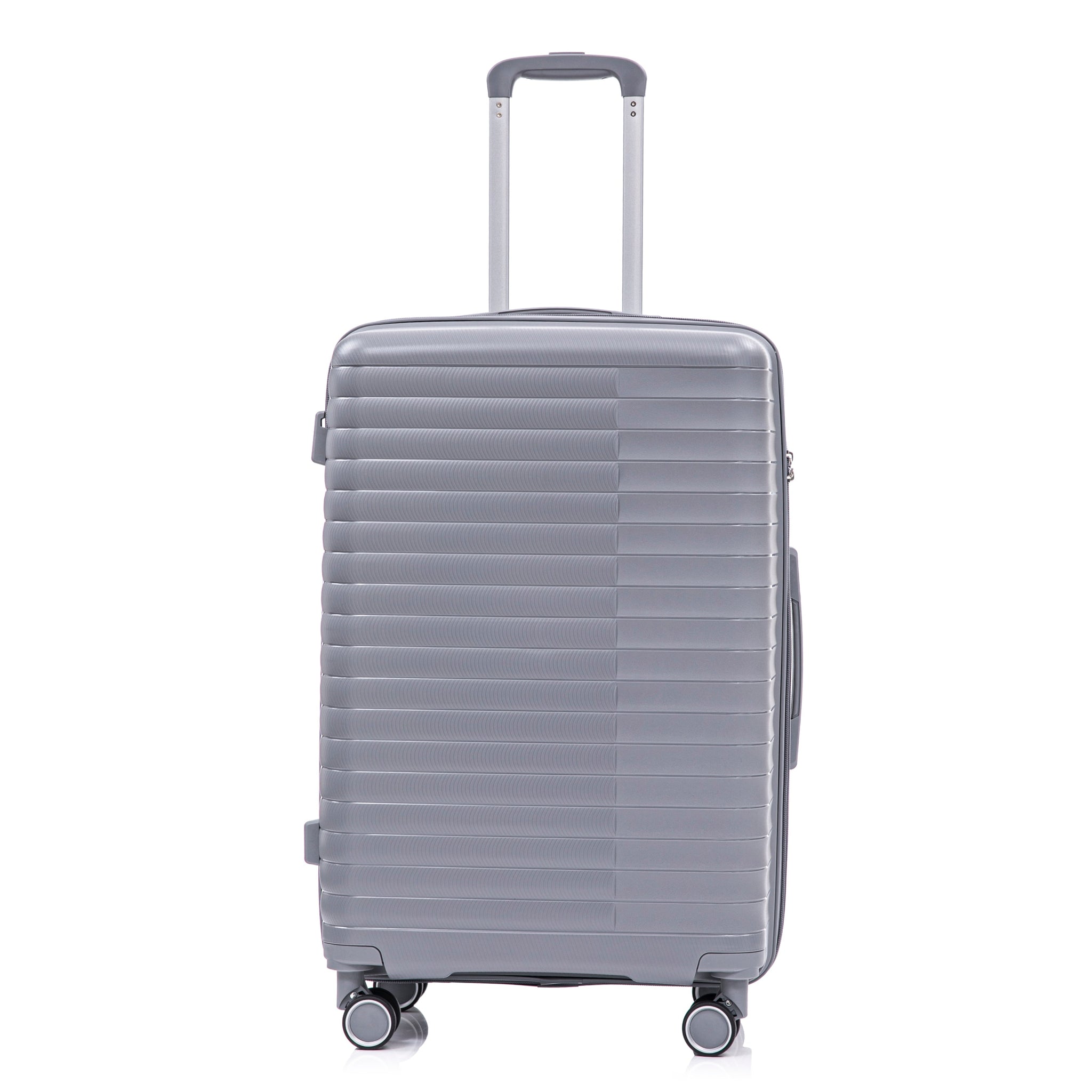 4-Piece PP Spinner Wheel Luggage Set with Cosmetic Case, Light Gray by HouseOfZazla