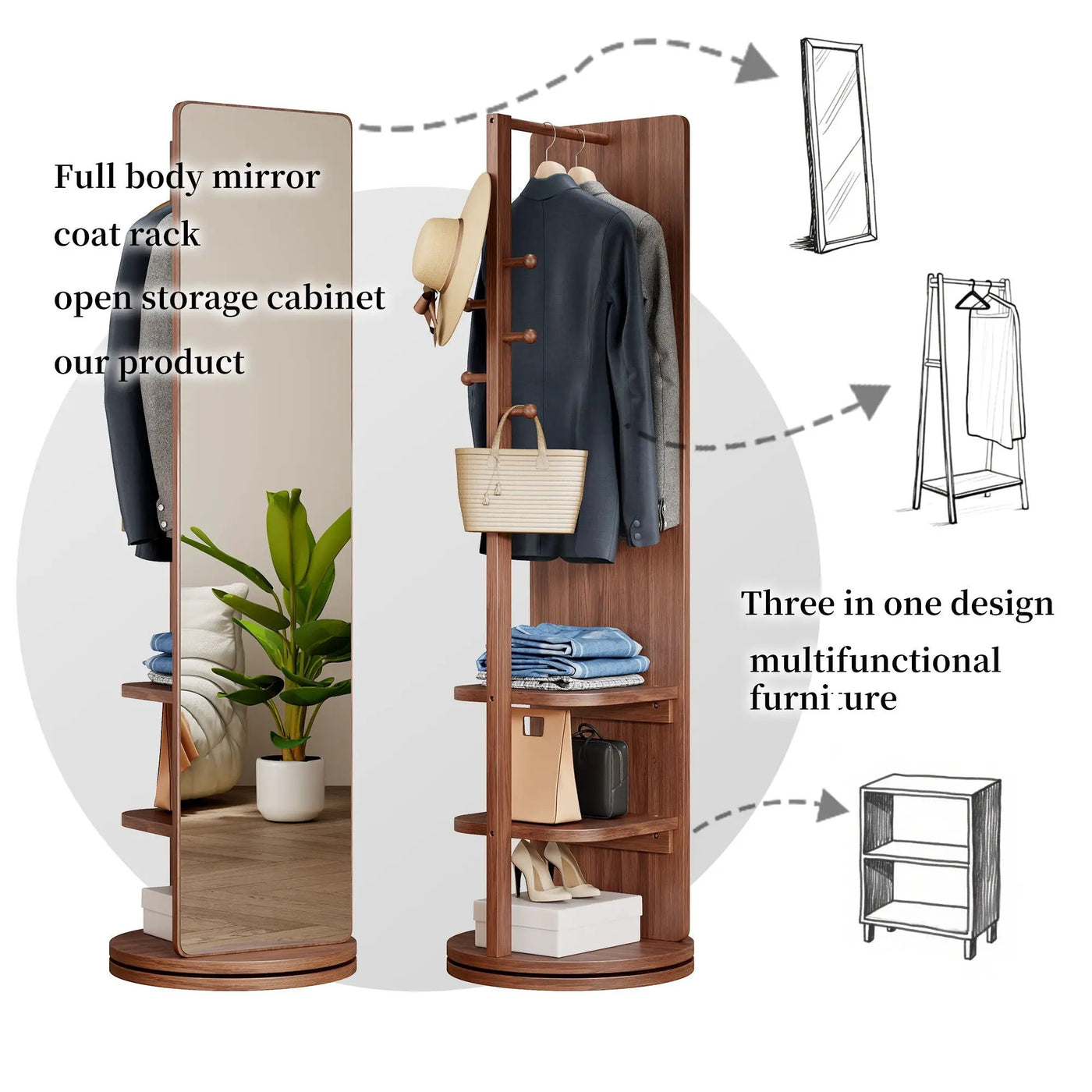 3 In 1 Multifunctional Full-Length Clothing Mirror by HouseOfZazla