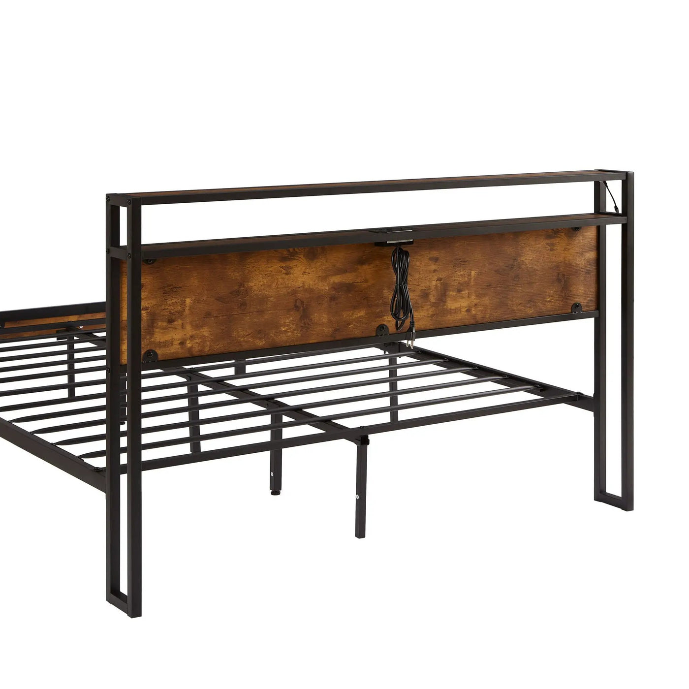 Metal Platform Bed Frame With Wooden Headboard And Footboard With USB Liner, LED Lights, No Box Spring Needed, Large Under Bed Storage by Unique Piece Furniture