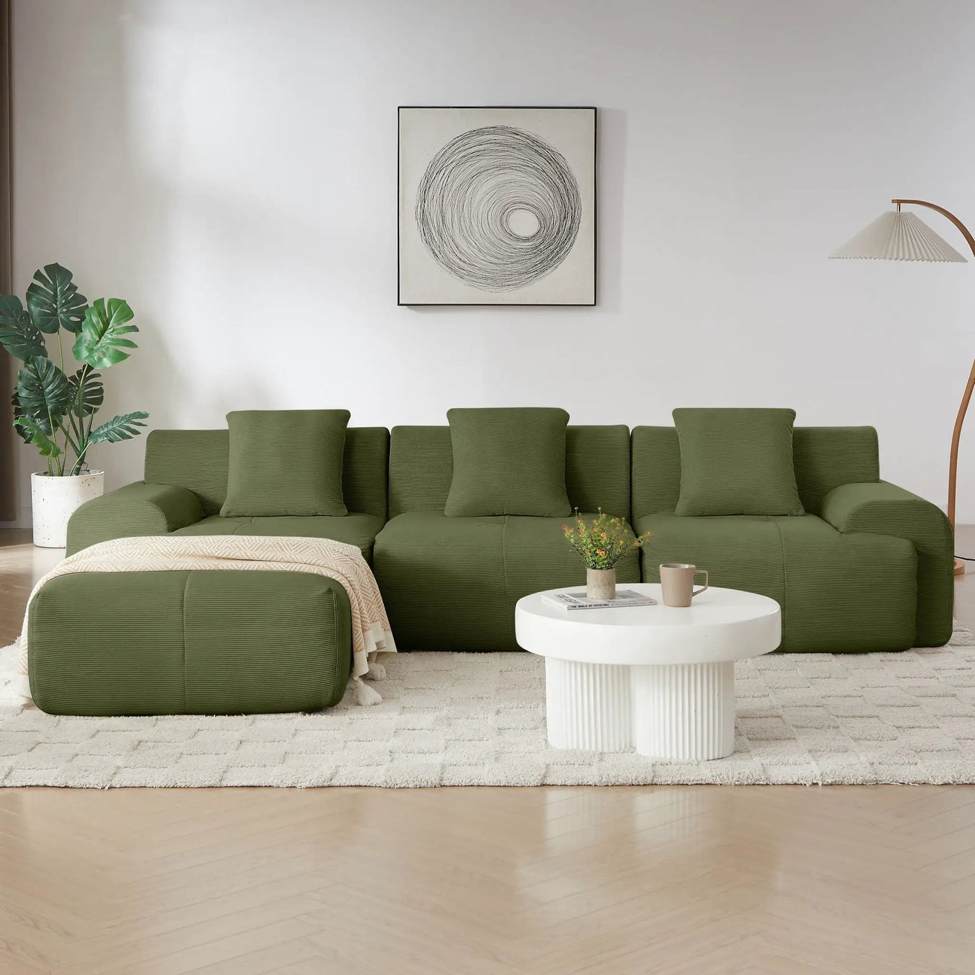 L Shaped Modular Sectional Sofa And Movable Ottoman by HouseOfZazla