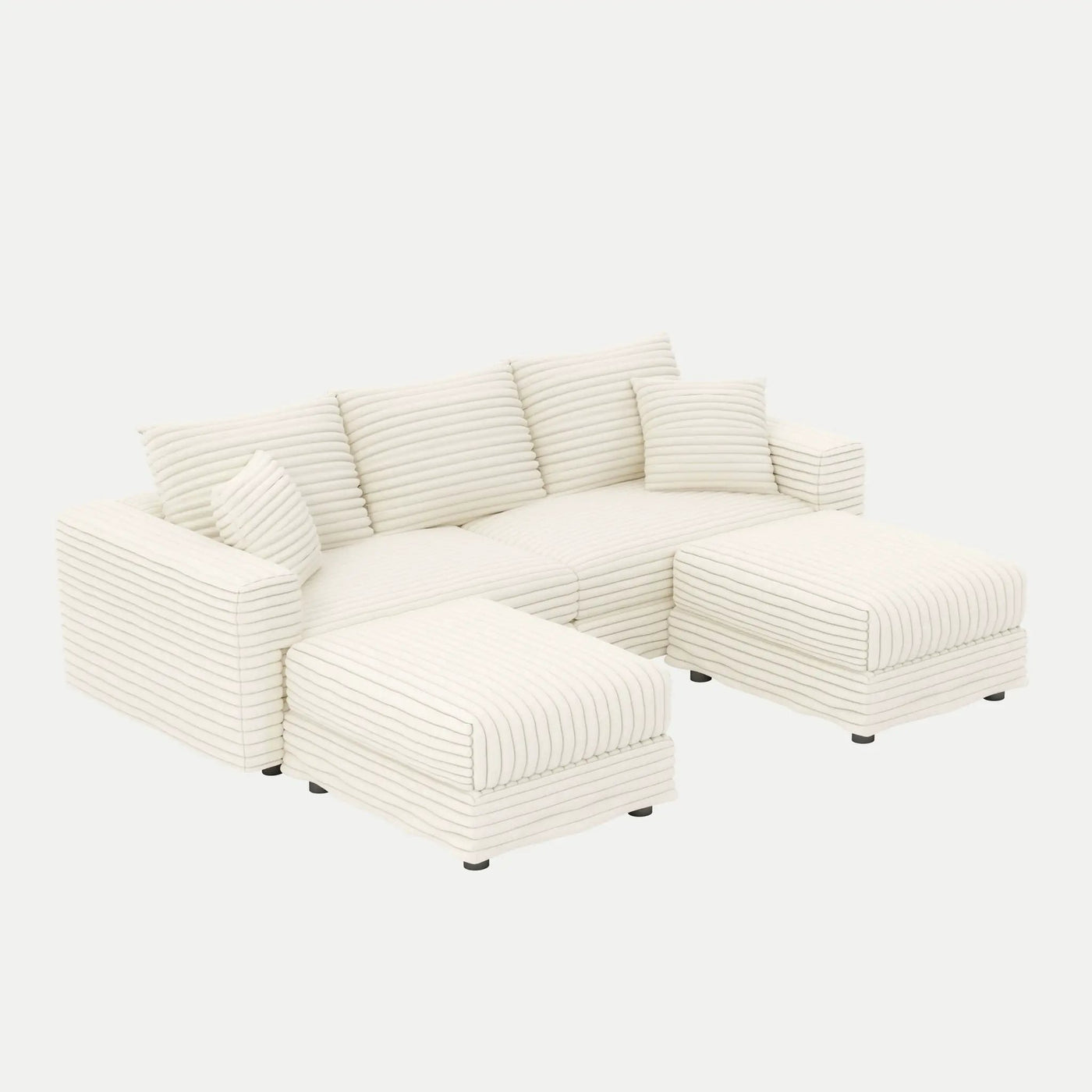 Deep Seat Convertible Sofa With Soft Pillows And Ottomans by HouseOfZazla
