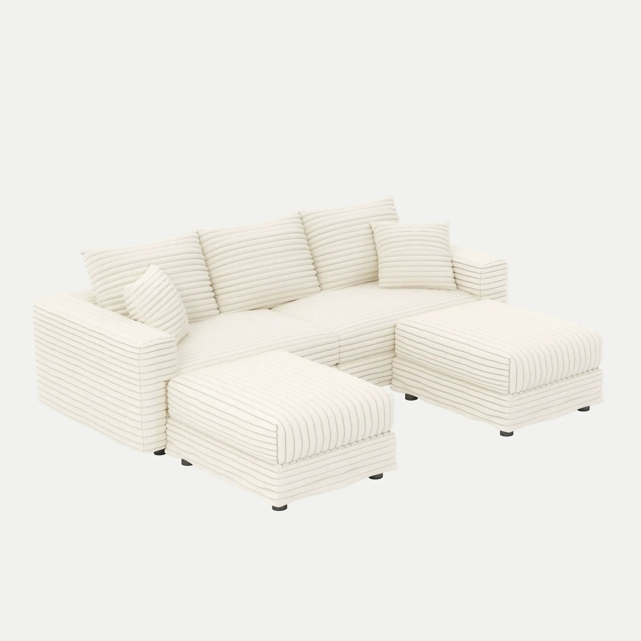 Deep Seat Convertible Sofa With Soft Pillows And Ottomans by HouseOfZazla