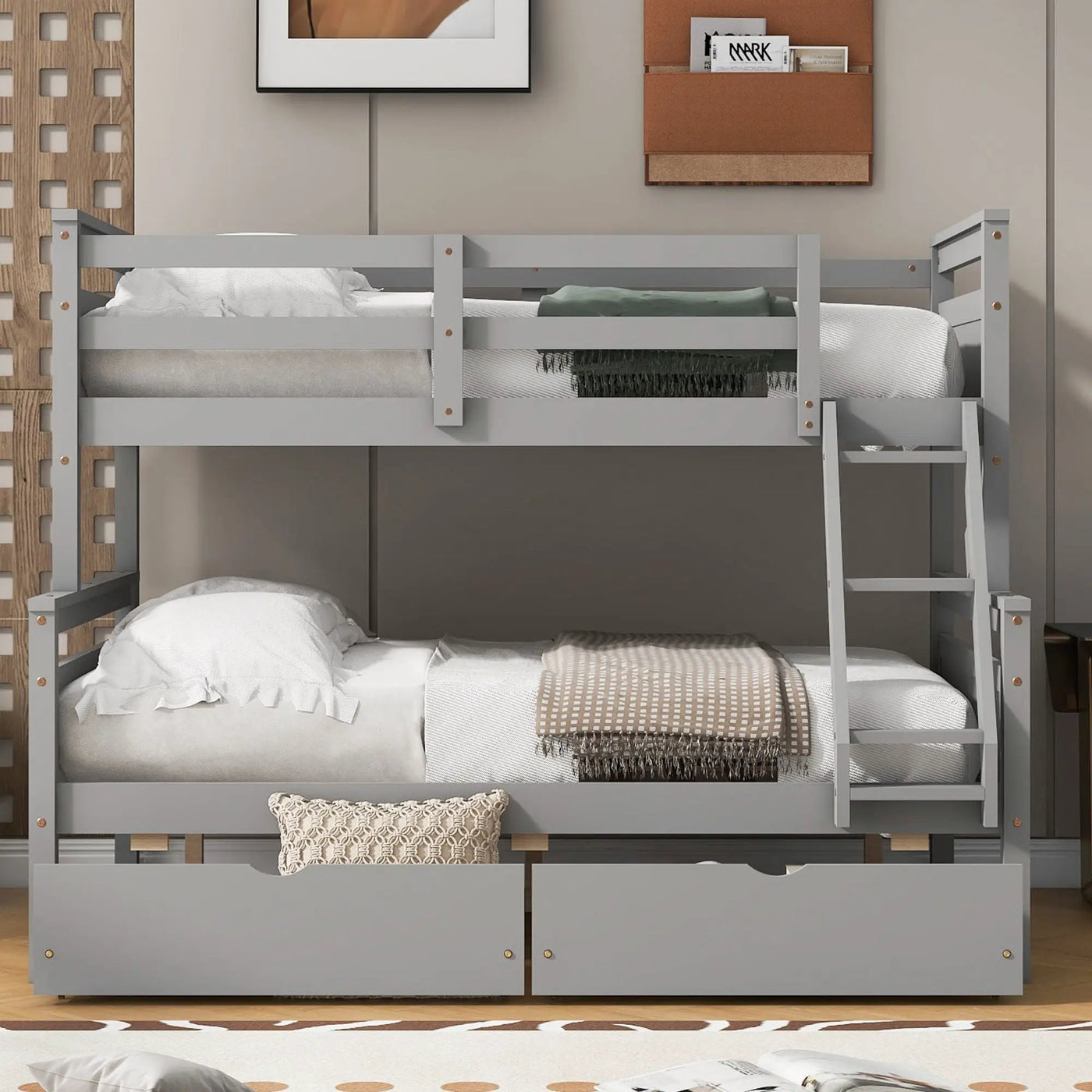 Bunk Bed With Ladder And Safety Guardrail by HouseOfZazla