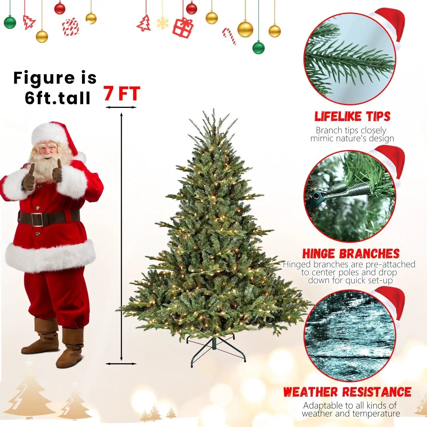 5FT The Full-Bodied Pre-Lit Evergreen Christmas Tree by HouseOfZazla