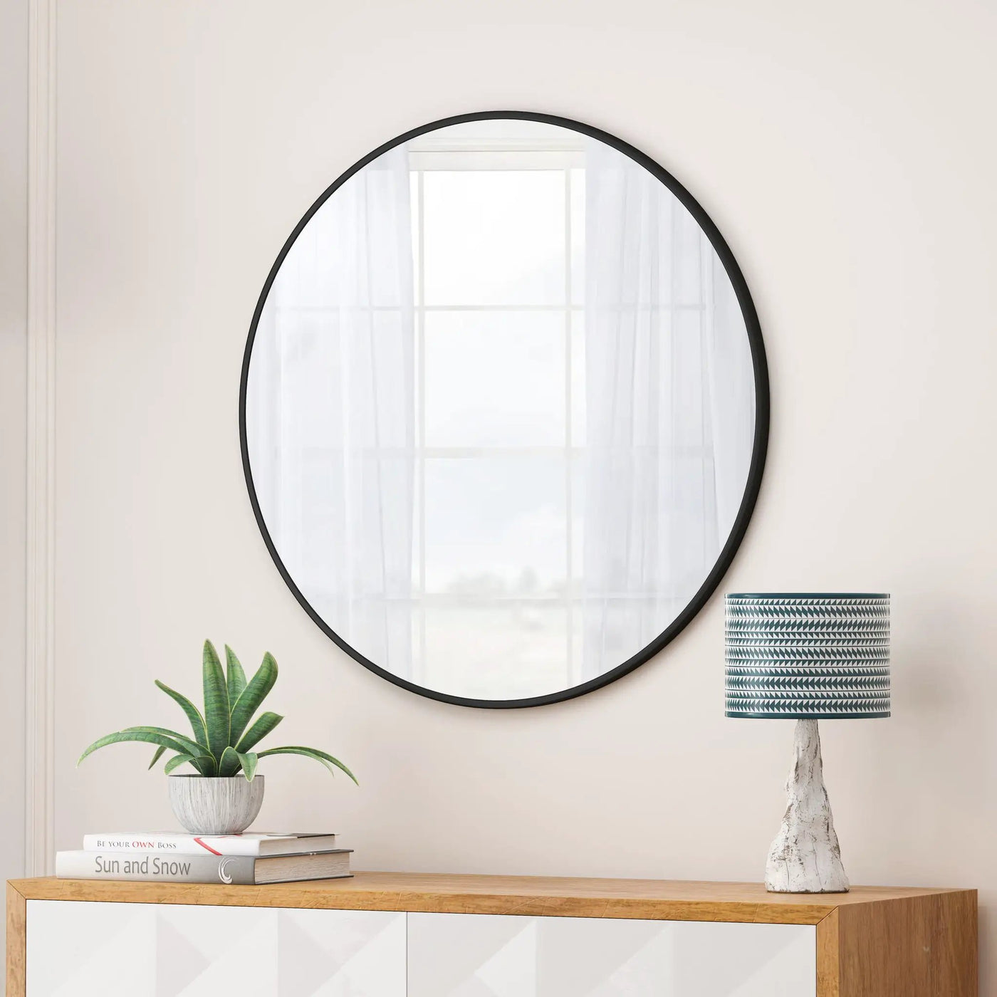 Wall Circular Mirror Metal Framed Mirror Round Vanity Mirror Dressing Mirror, For Bathroom, Living Room, Bedroom Wall Decor by HouseOfZazla