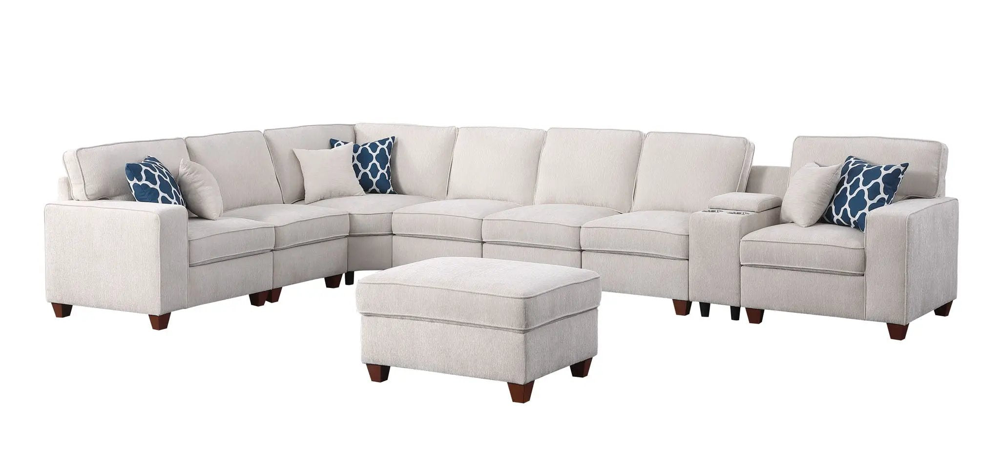 Ted - Sectional Sofa With Ottoman - Beige by HouseOfZazla