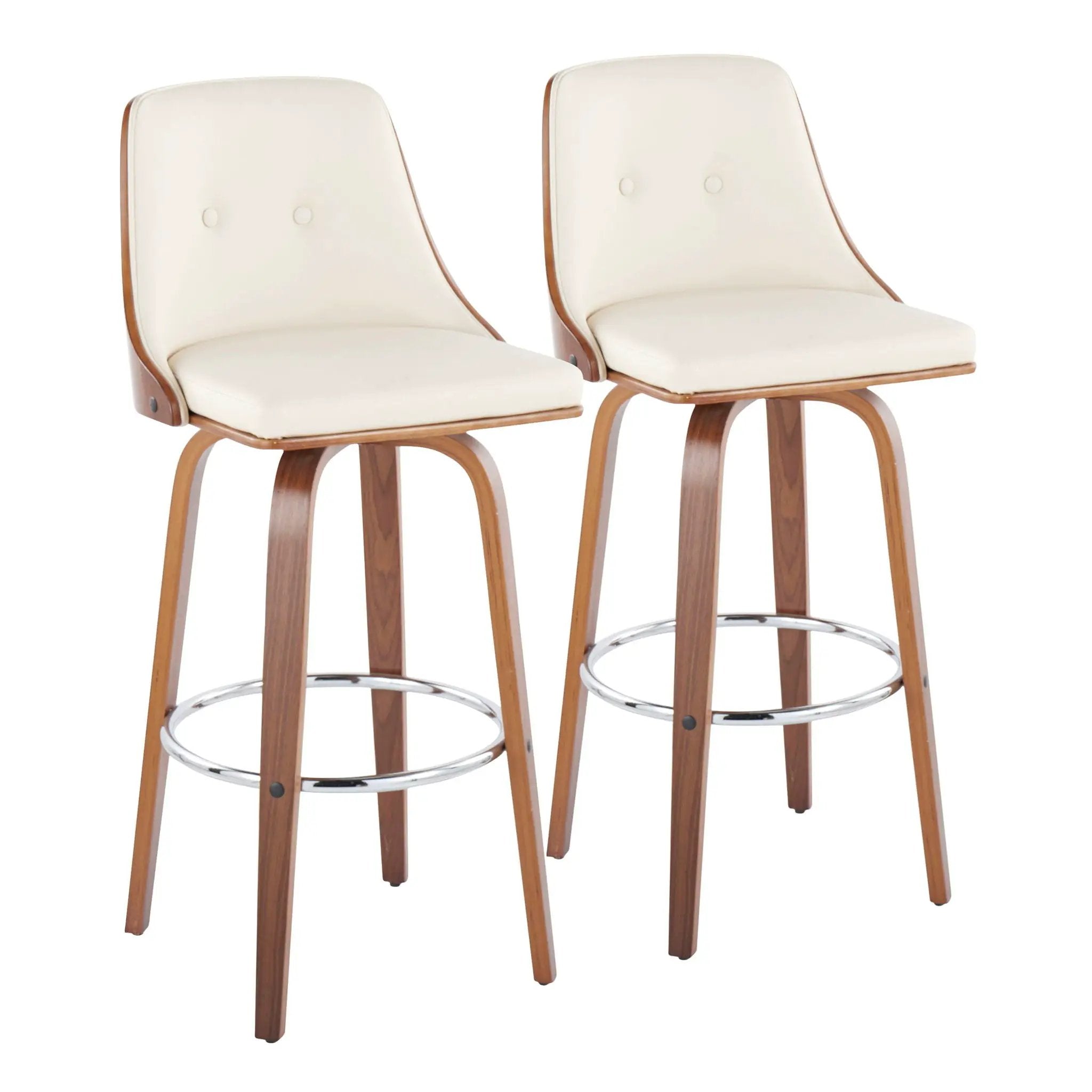 Gianna - Mid Century Modern Fixed Height Barstool With Swivel With Round Footrest (Set of 2) by Unique Piece Furniture