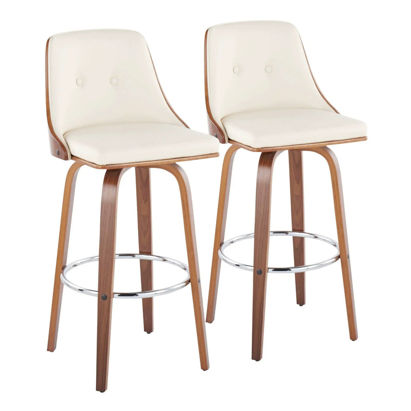 Gianna - Mid Century Modern Fixed Height Barstool With Swivel With Round Footrest (Set of 2) by Unique Piece Furniture
