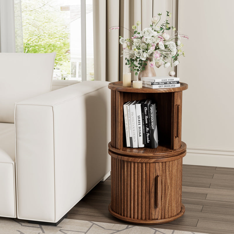 4-Piece Round Coffee Table Set with Sliding Door Storage by HouseOfZazla