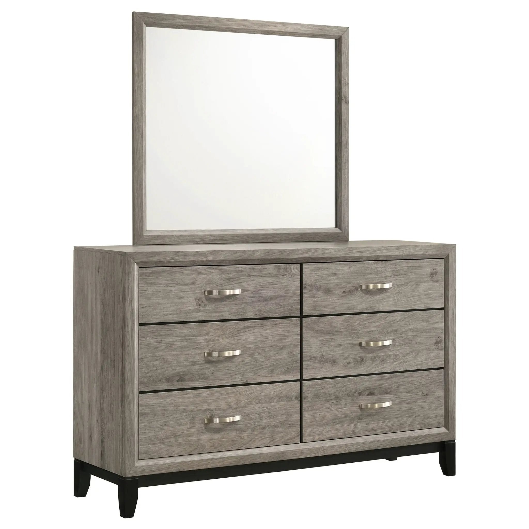 Watson 6-drawer Bedroom Dresser and Mirror Light Taupe by Unique Piece Furniture