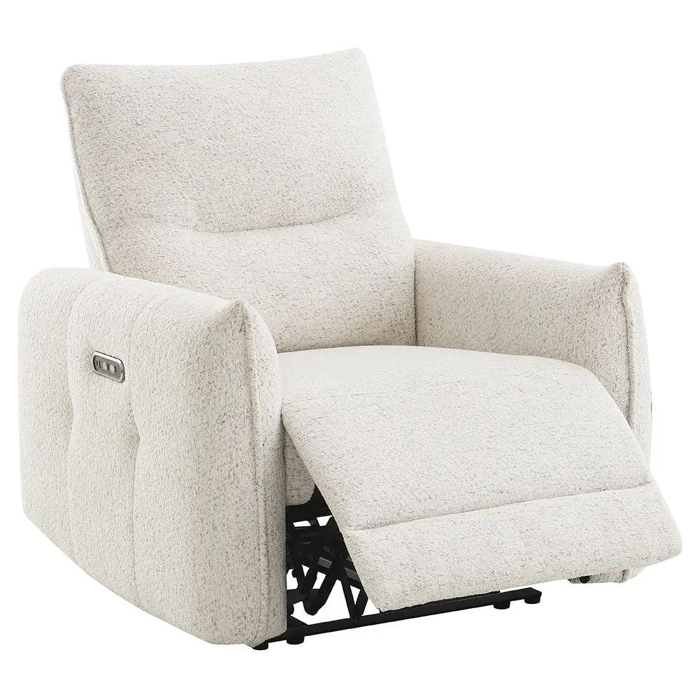 Lalisa - Power Motion Recliner With USB Port - Cream Chenille by Unique Piece Furniture