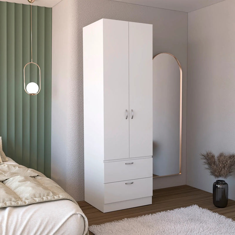 Armoire Wardrobe 76" H, Hanging Rod, 2 Drawers, 1 Shelf by HouseOfZazla