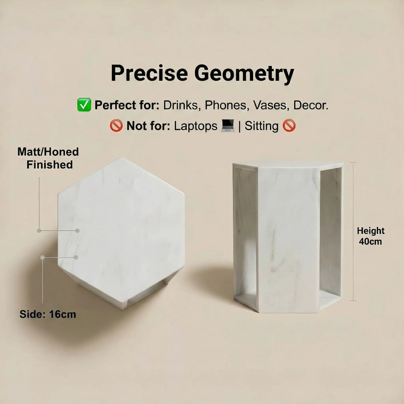 Modern Minimalist Hexagon Side Table by HouseOfZazla