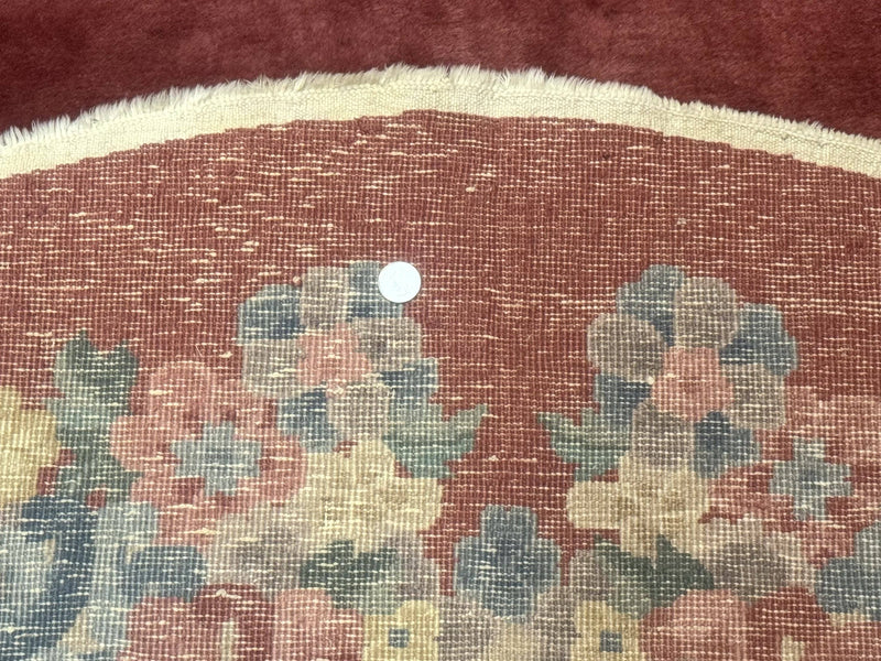 Oval Chinese Peking Rug 5x8, Pink, Floral, Vintage Chinese Wool Carpet by Jewel Rugs