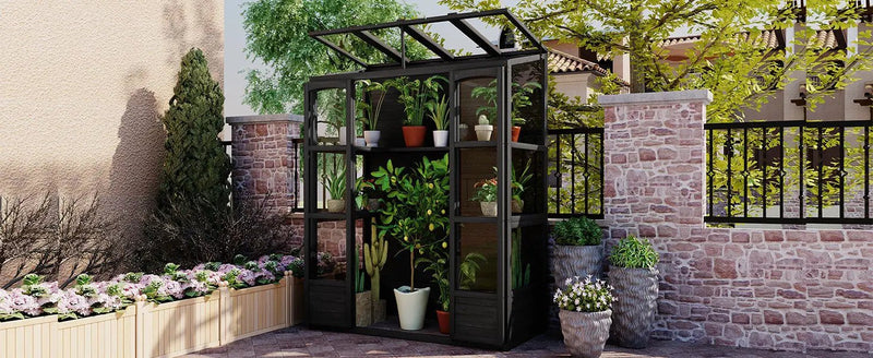 TOPMAX 78-inch Wooden Greenhouse Cold Frame with 4 Independent Skylights and 2 Folding Middle Shelves by HouseOfZazla