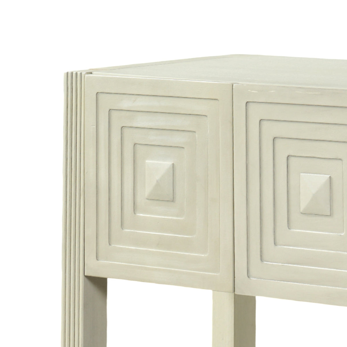 Geometric Carved Console Table with 3 Soft-Close Drawers, photo 6 of 10