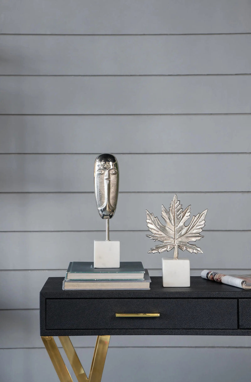 Aluminum Leaf Sculpture with Marble Base by HouseOfZazla