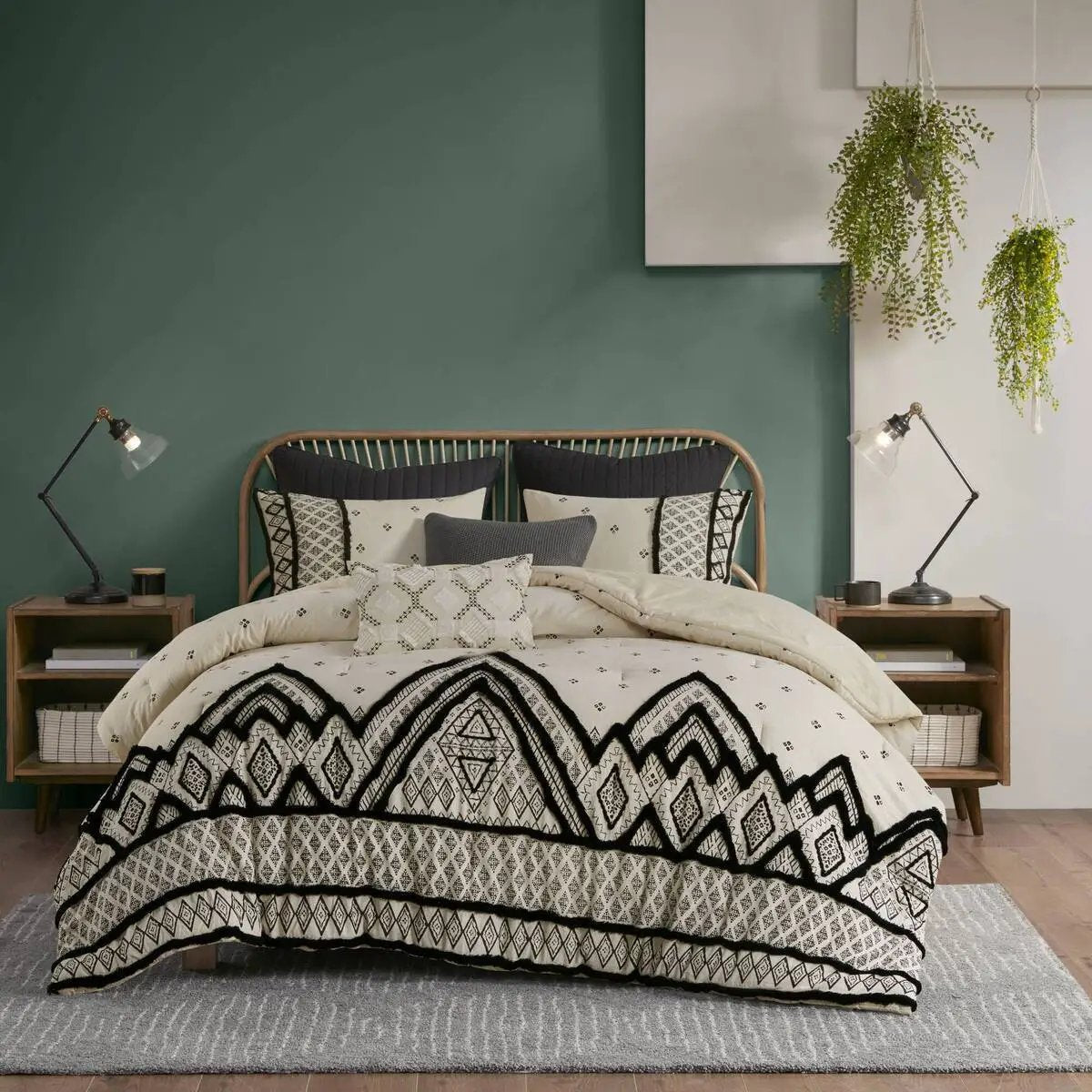 3 Piece Cotton and Flax Linen Blend Comforter Set Natural Full/Queen by HouseOfZazla