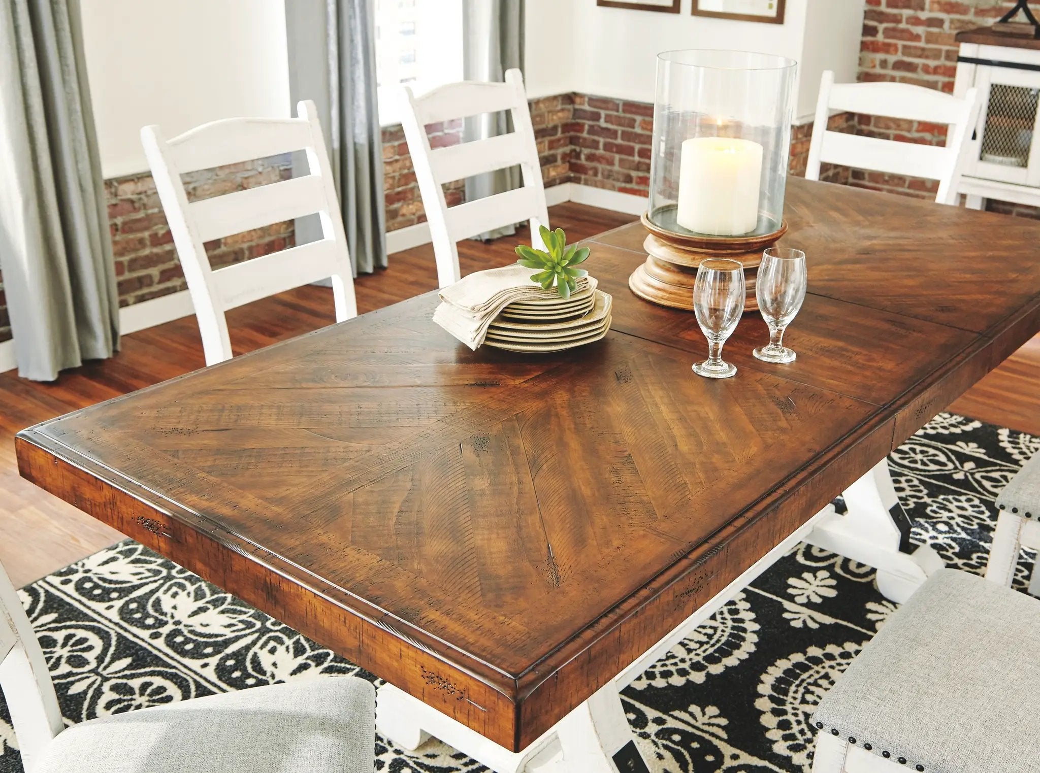 Valebeck - Rectangular Dining Room Table - White / Brown by Unique Piece Furniture