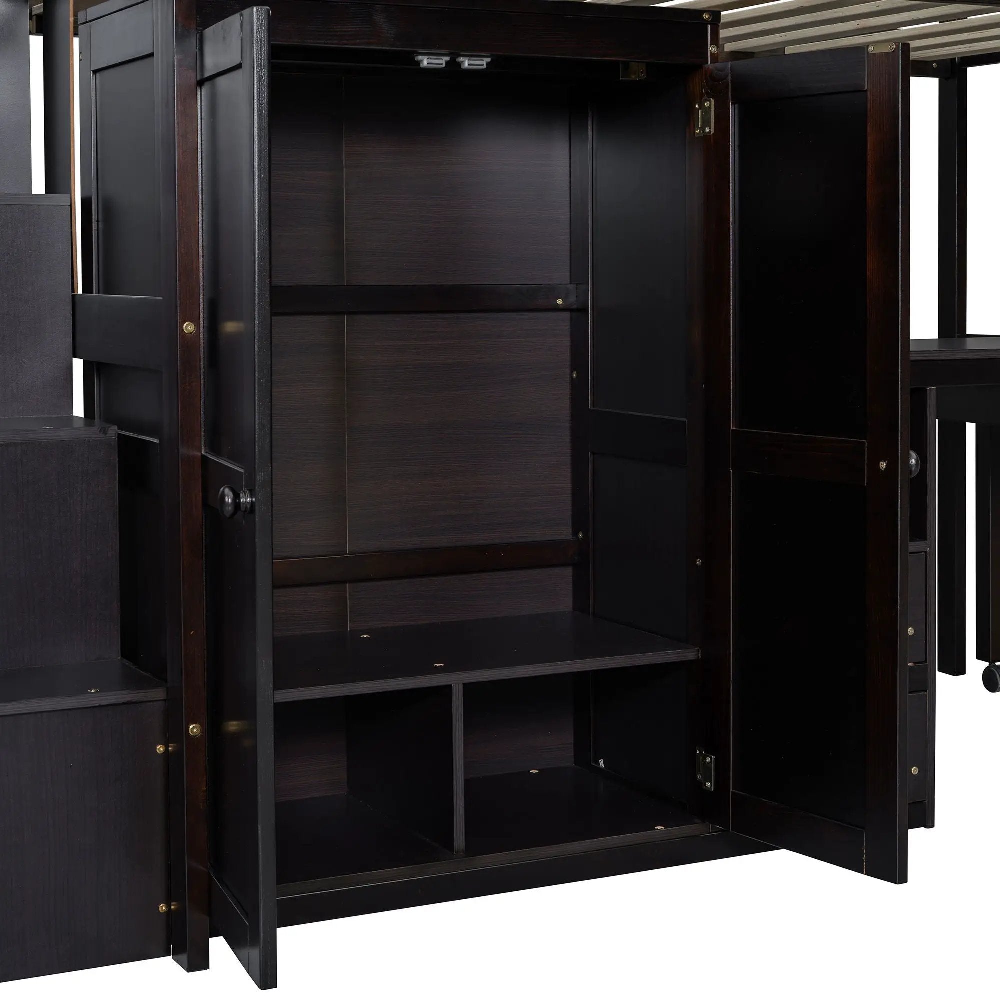 Loft Bed With Stairs, Bookshelf, Drawers, Desk & Wardrobe, Space Saving Multifunctional Furniture by HouseOfZazla