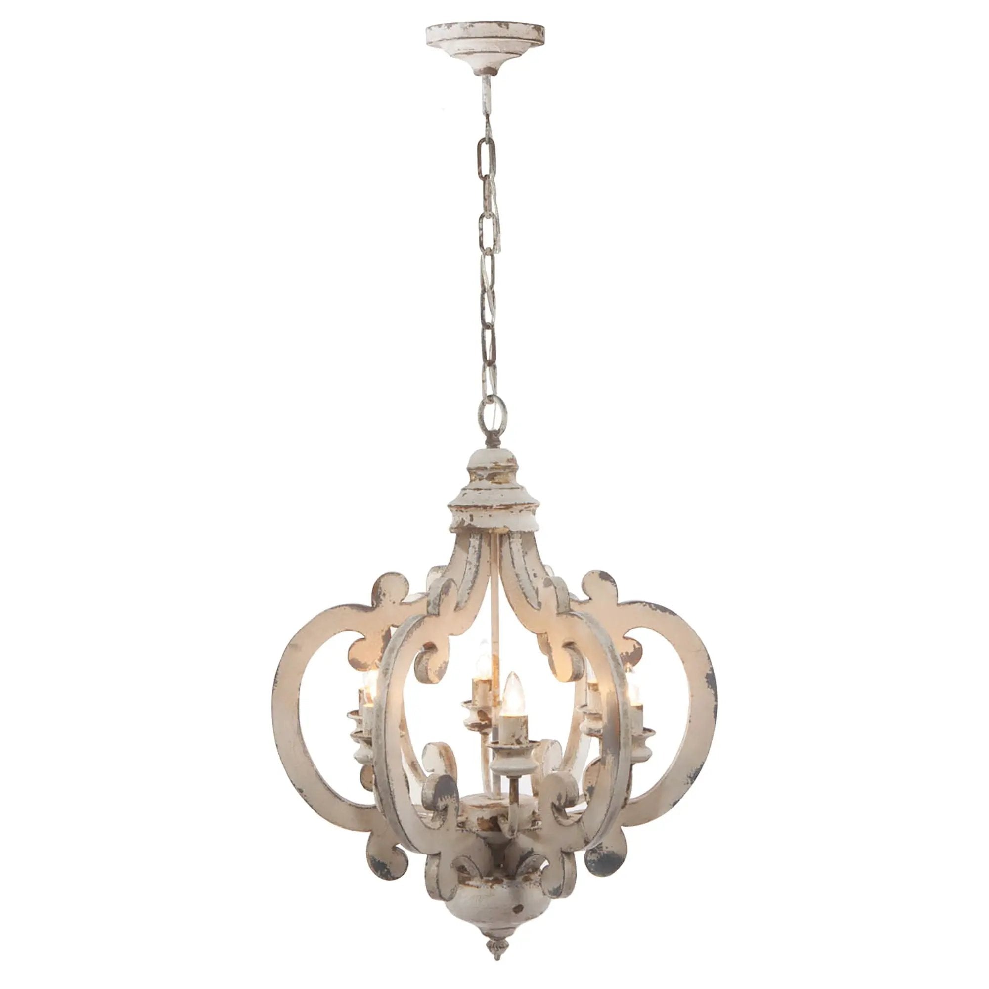 Farmhouse Chandelier, 6 Light Wood Chandelier Pendant Light Fixture With Adjustable Chain For Dining Room Living Room Entryway, Bulb Not Included by HouseOfZazla