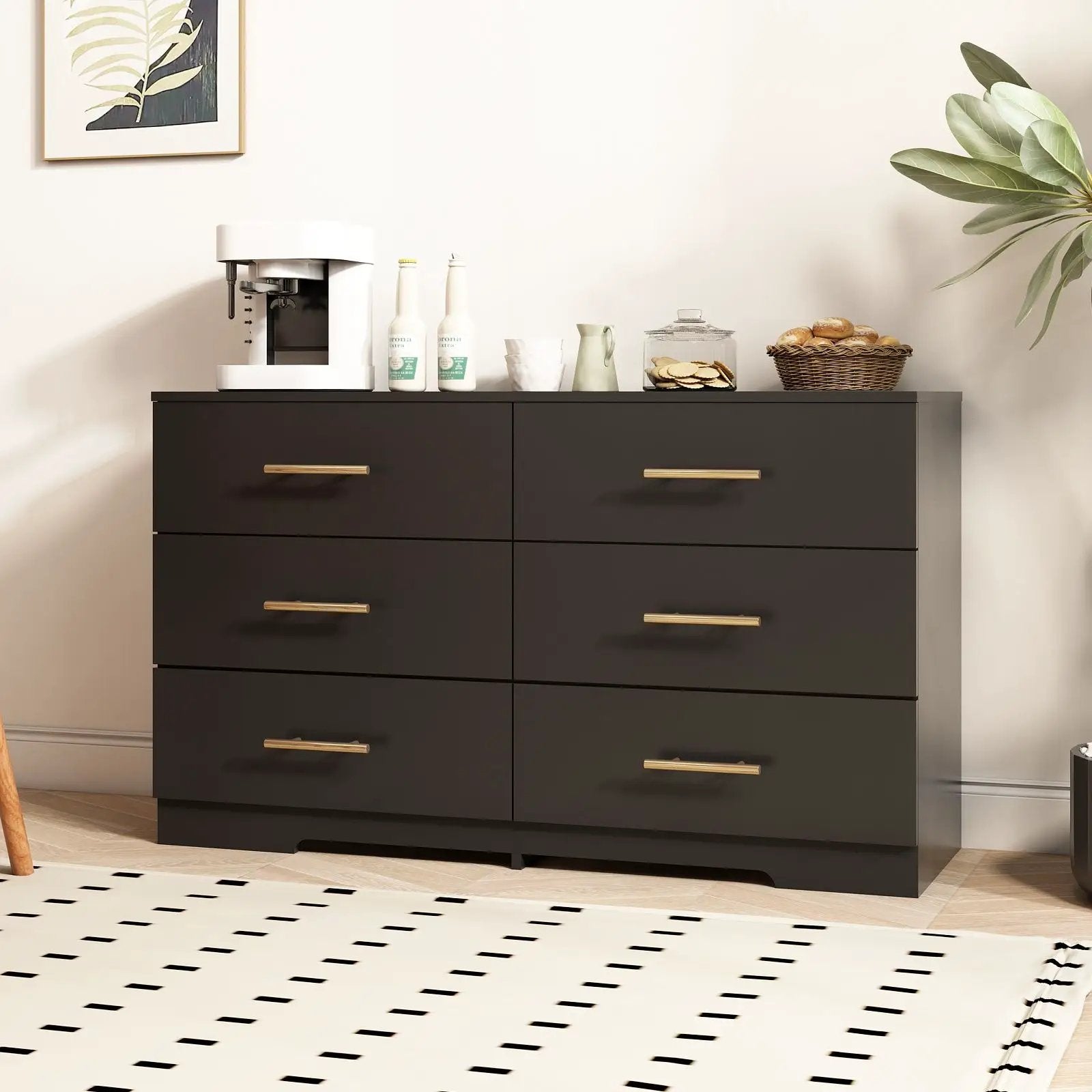 Large 6 Drawers Chest Of Drawer Dressers Table With Handle by HouseOfZazla