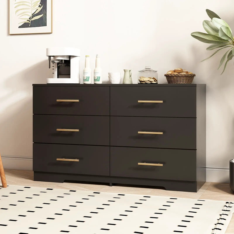 Large 6 Drawers Chest Of Drawer Dressers Table With Handle by HouseOfZazla