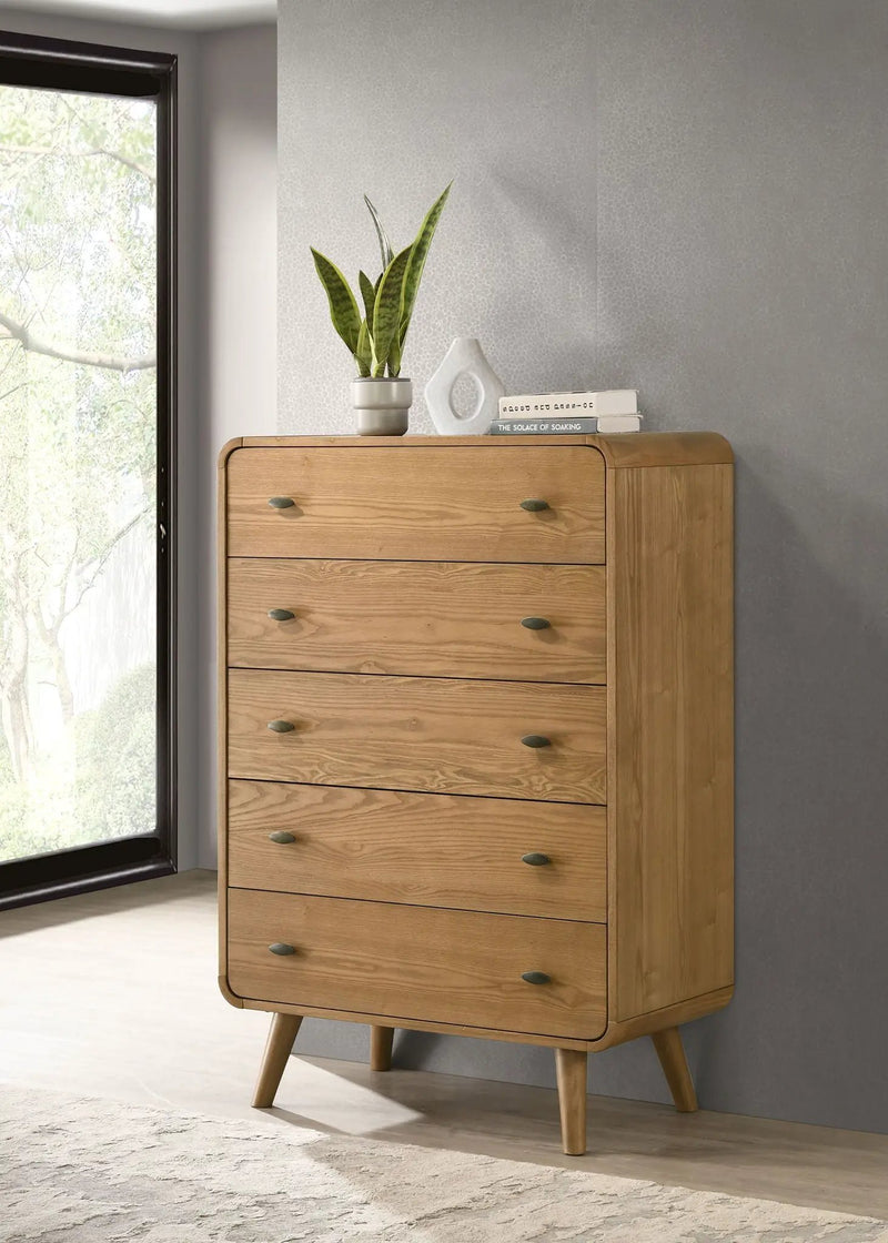 Robyn 5-drawer Bedroom Chest of Drawers Light Ash by Unique Piece Furniture