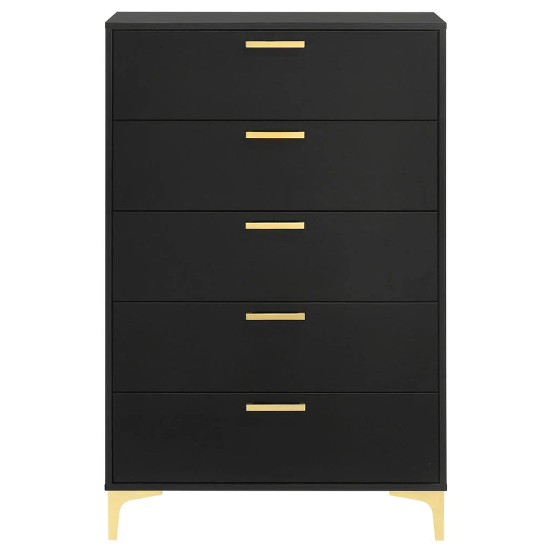 Lexie - 5 Drawer Rectangular Chest - Black by HouseOfZazla